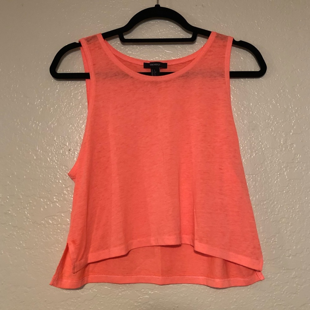NEW! Cropped Flowy Neon Orange Muscle Tank